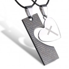 Couples Heart and Scripture Best Friend Love Jesus Necklaces